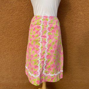 Vintage "The Lilly" Lilly Pulitzer Pink Floral Skirt with Butterflies